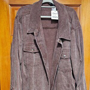 Corduroy Brown Distressed Oversized Shirt Jacket